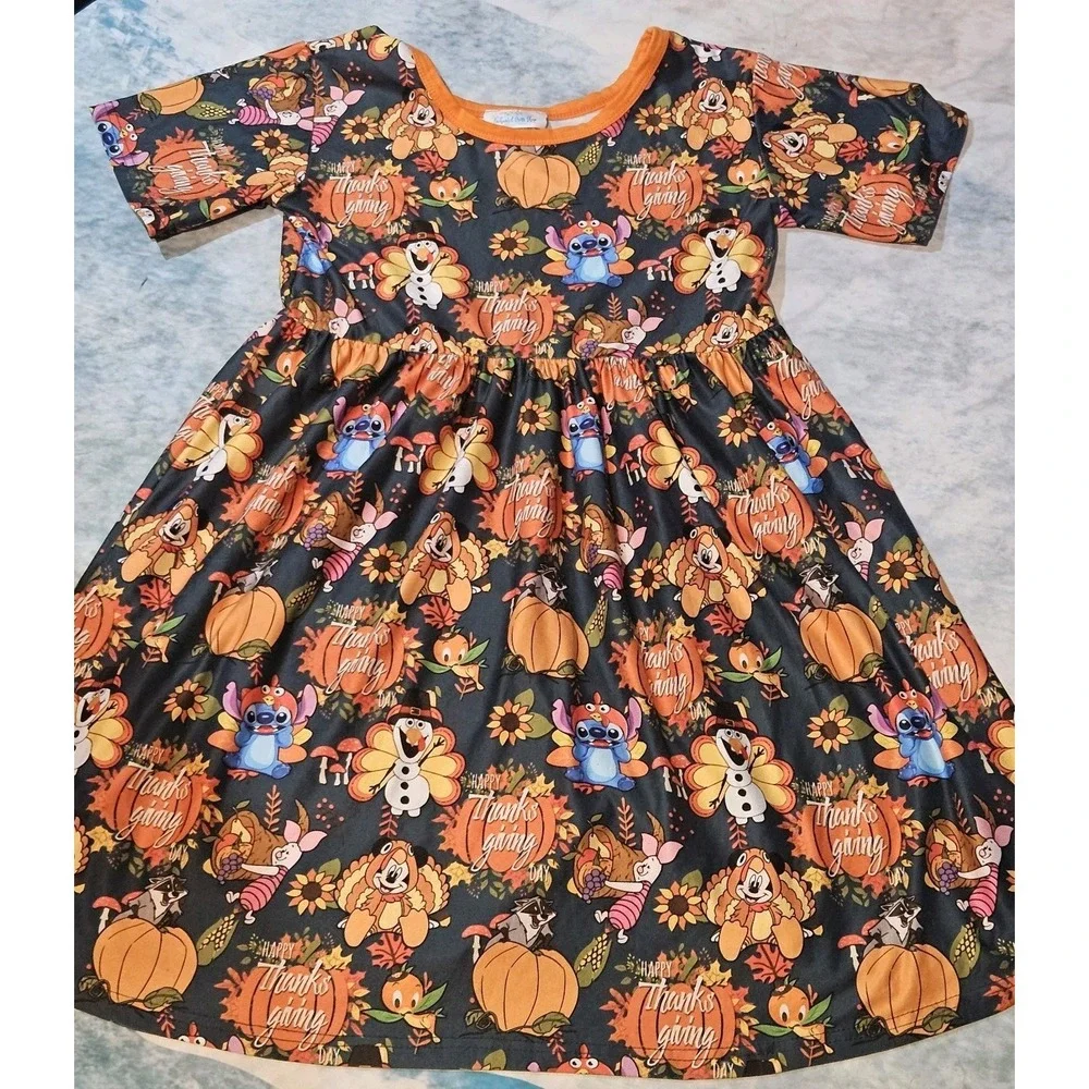 Happy Thanksgiving Day Girls Character Dress Size 8/9T Fall Holiday